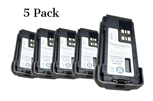 5 baterias para Motorola APX 4000 - 7,2 v / 2500 mAh / 18,0 wh / li -ion