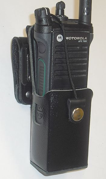 WV-2099B-150 Waveband Heavy Duty Leather Case With Swivel for Motorola APX7000 Slim (short) battery. - Waveband Communications