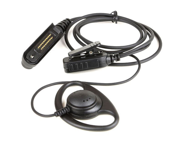 WC-Dshape–R-KNG 2-wire lapel microphone with D-shape ear piece for "KNG 150P Radio" - Waveband Communications