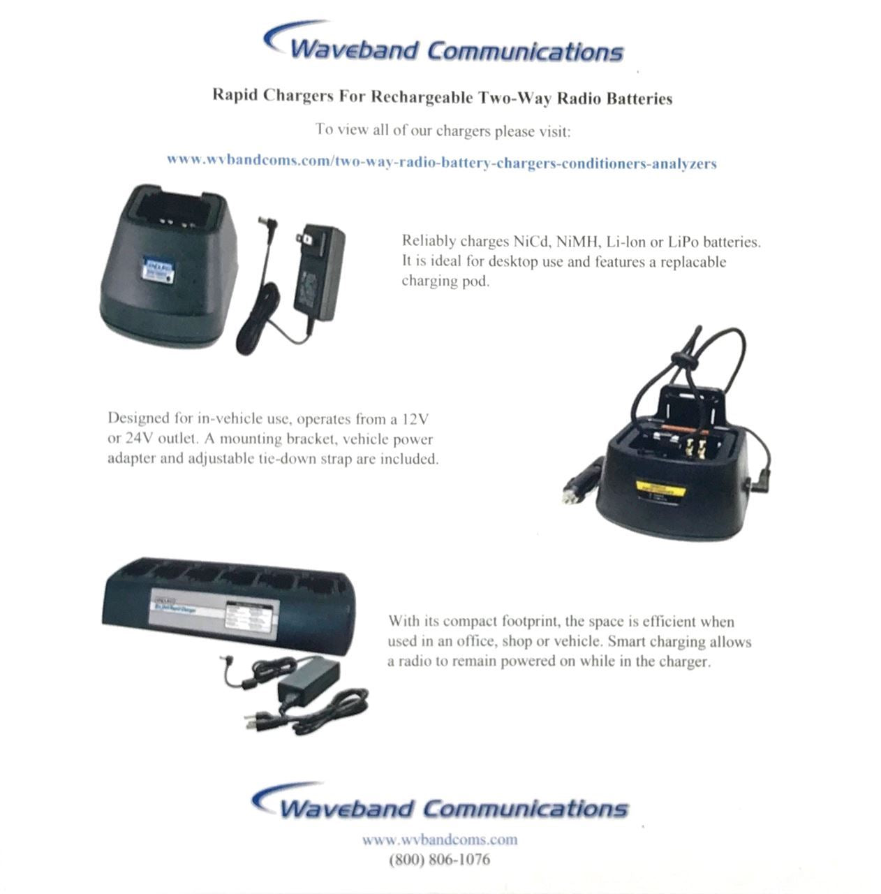 6 Bank Rapid Tri-chemistry Charger for Kenwood NX-410 Portable Radio - Waveband Communications