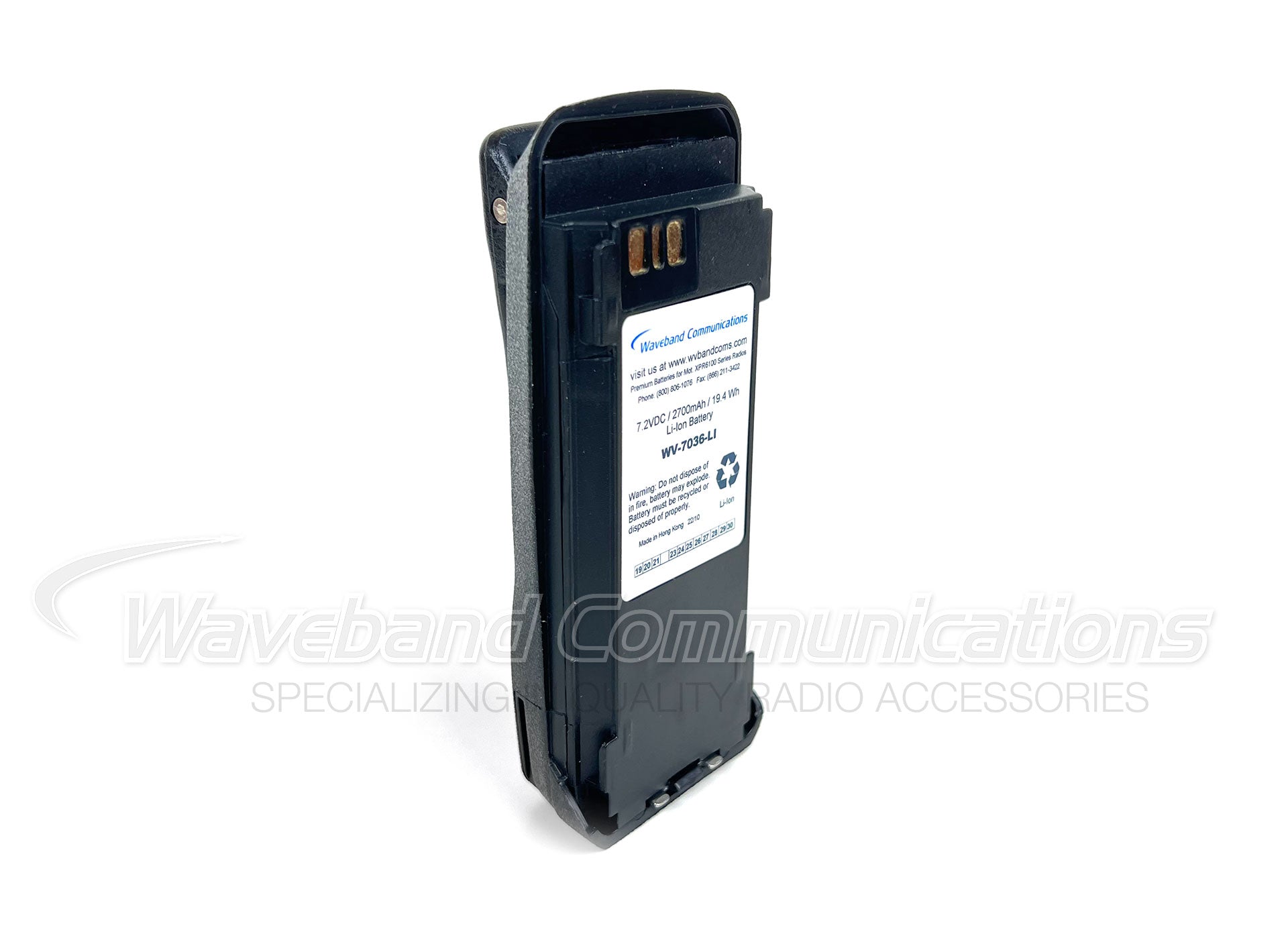 Bateria de alta capacidade para Motorola XPR6100 / XPR6300 / XPR6350 / XPR6380 / XPR6500 / XPR6500 / XPR6550 / XPR6580 / Mototrbo Series Parte # WV-7036-LI